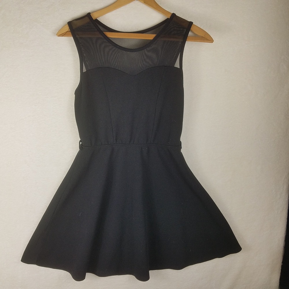 rue21 Skater Dress Women Medium Black Excellent Mesh Yoke Sweetheart Sleeveless